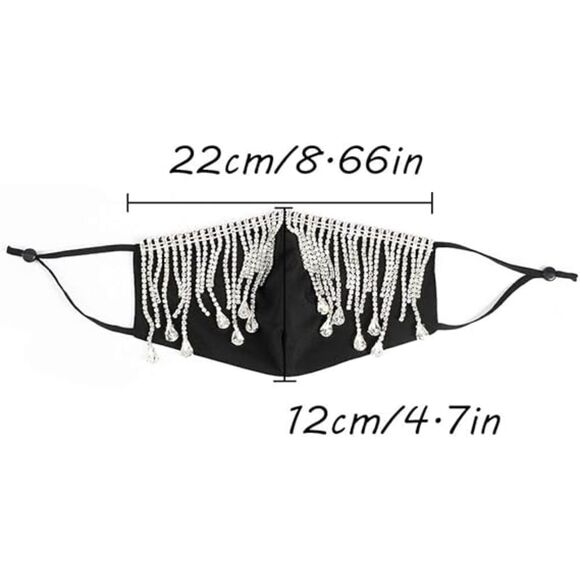 Women's Rhinestone Mask Sparkly Sexy Nightclub Party Fringe Bling Crystal Masks - Picture 2 of 7